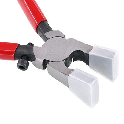 Swpeet Heavy Duty Key Fob Pliers Tool, Metal Glass Running Pliers With Curved Jaws and Rubber Tips - Perfect for Key Fob Hardware Install and Stained Glass Work