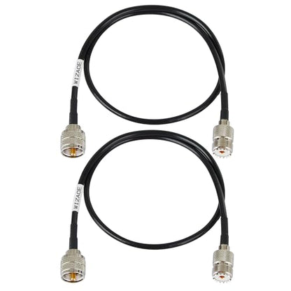WIZACE 2ft PL-259 UHF CB Coax Cable -2PCS, KMR195 PL-259 UHF Male to Female Low Loss CB Radio Cable for HAM Radio, Antenna Analyzer, Dummy Load, SWR Meter - size: 2 ft