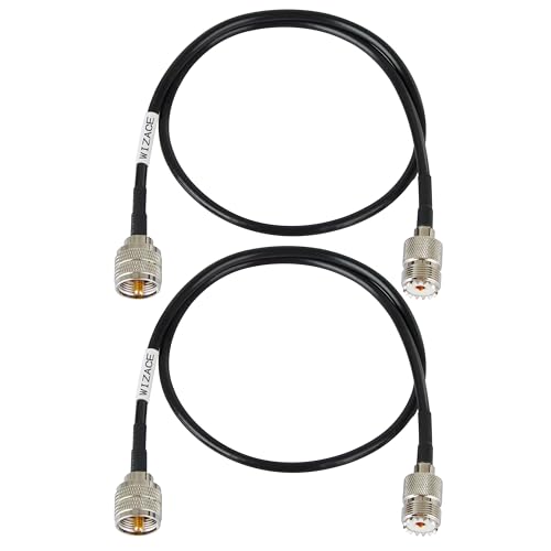 WIZACE 2ft PL-259 UHF CB Coax Cable -2PCS, KMR195 PL-259 UHF Male to Female Low Loss CB Radio Cable for HAM Radio, Antenna Analyzer, Dummy Load, SWR Meter - size: 2 ft