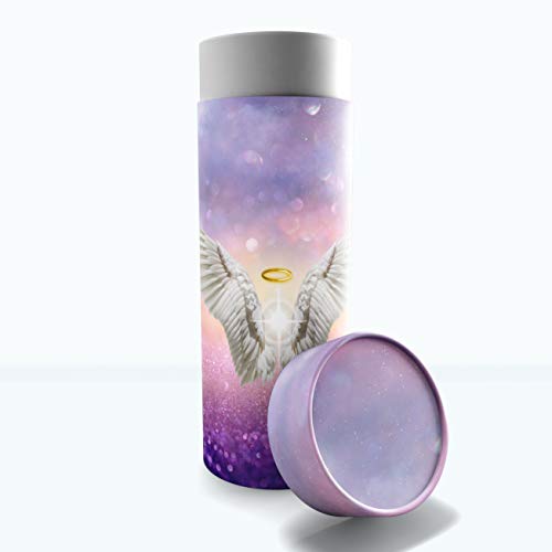 Guardian Angel (Pink) Scattering Tubes for Human Ashes TSA Approved Scattering Urn and Eco-Friendly Biodegradable Urns for Human Ashes & Biodegradable Urn for Burial at Sea - color: Purple Angel, size: Small 8.5"x3"