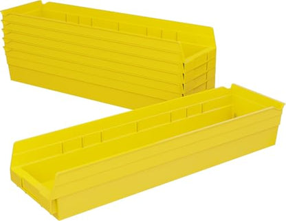 Akro-Mils 30164 Heavy Duty Plastic Shelf Bins, 24"x 6.5"x 4", Yellow, 6-Pk - color: Yellow