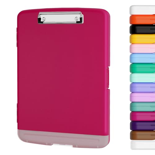 Piasoenc Clipboard with Storage, 8.5 x 11 Clip Board with Pen Holder, Red - color: Red