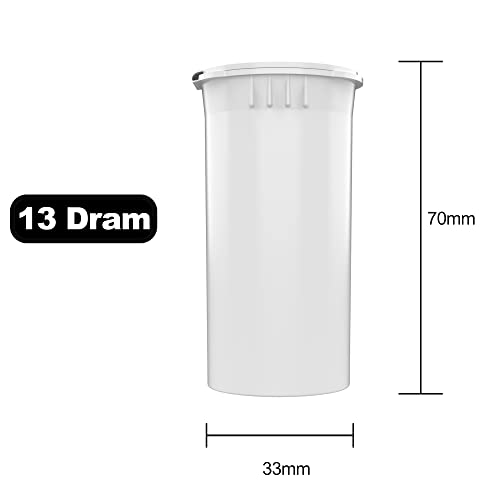 Dragon Chewer 13 Dram CR Plastic Packaging Pop Top Containers - Child Resistant Travel Holder Vial Bottles - 315 qty (White) - color: White