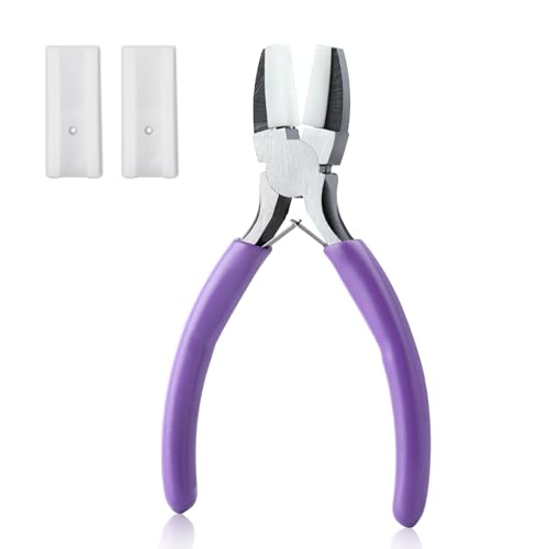 5.5 Inches Double Nylon Flat Jaw Pliers with 2 Replacement Tips Flat Nylon Jaw Pliers Wire Wrapping Tool Nylon Jaw Pliers for Jewelry Making Beading Looping Shaping Wire DIY Crafts - style: 5.5"Flat Nylon Jaw Pliers