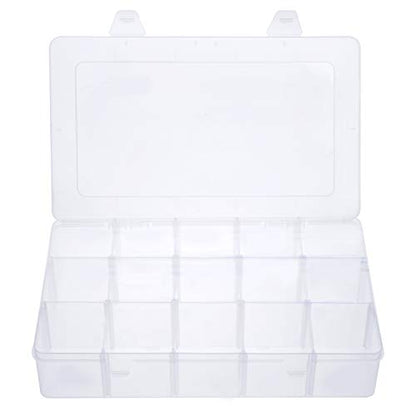 Gospire 15 Large Grids Clear Plastic Box Organizer with Removable Dividers - color: Clear-15 Grids