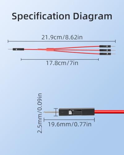 GELRHONR 20cm Red 24AWG 1 Male to 3 Male Jumper Splitter Cable,6 Pack - color: 1M to 3M,Red