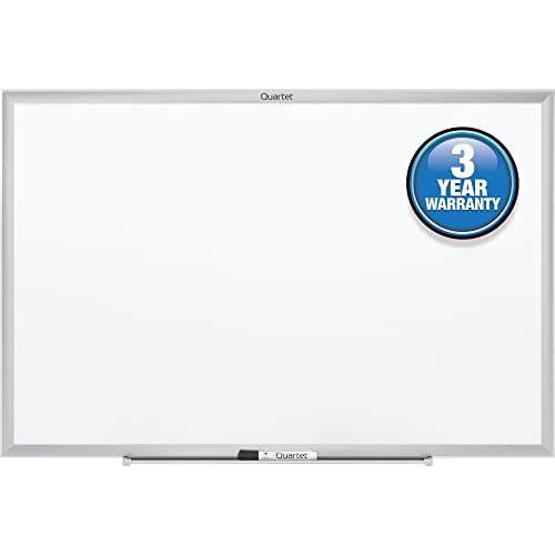 Quartet Dry Erase White Board 36"W x 24"H Non-Magnetic Whiteboard, Total Erase, Silver Aluminum Frame (S533) - color: Silver, size: 36"W x 24"H