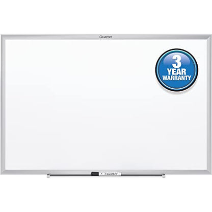 Quartet Dry Erase White Board 36"W x 24"H Non-Magnetic Whiteboard, Total Erase, Silver Aluminum Frame (S533) - color: Silver, size: 36"W x 24"H
