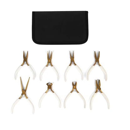 8 PCS Jewelry Pliers Set,Mini 4.5’’ Jewelry Making Tools with Storage Pouch, Stainless Steel Precision Pliers for Bracelet Beading DIY Craft Jewelry Making Supplies (White) - color: White