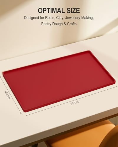 Silicone Art Mat for Crafts, 16" x 24" Waterproof Non-Slip Painting Mat - color: Red, size: 16" x 24"