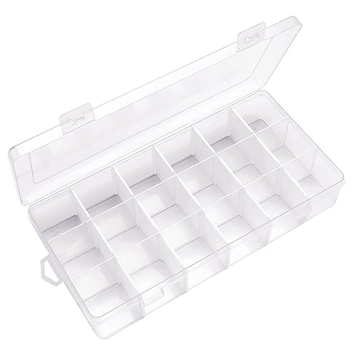 IOOLEEM Bead Organizer Box, 18 Grids Adjustable Dividers Storage Box - color: Clear, size: 18 Grids Adjustable (1 pack)