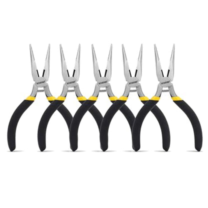 BOOSDEN 5 Inch Small Needle Nose Pliers Mini Jewelry Plier 5 Pack - size: 5" (5 Pack)