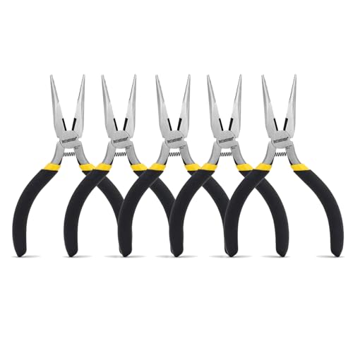 BOOSDEN 5 Inch Small Needle Nose Pliers Mini Jewelry Plier 5 Pack - size: 5" (5 Pack)