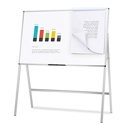 VIZ-PRO Easel Whiteboard, 60 x 36 Inches, Magnetic H-Stand Dry Erase Board - size: 60"W x 36"H