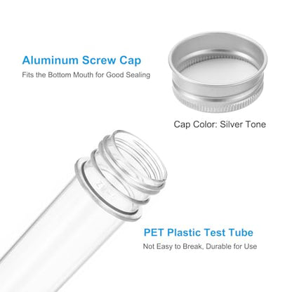 PATIKIL 100ml Test Tubes Set, 16pcs Plastic Clear Round Bottom Test Tube - size: 100ml