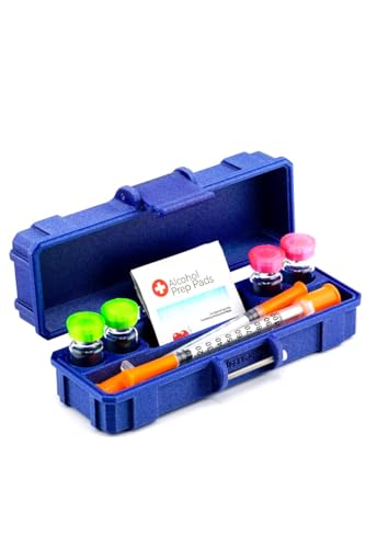 Vial Guard Storage Hard Case for 3ml, 5ml, 10ml, 30ml Vials, Secure Holder Multiple Sizes (Metalic, 4 x 3ml + Storage) - size: 4 x 3ml + Storage