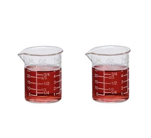Ackers Etching Scale Measuring Glass V-Shaped Spout Made of High Borosilicate Glass Measuring for Kitchen or Restaurant, Easy to Read,30ML (1 Oz) 丨(2 Pack) - size: 30 ml (1 oz)