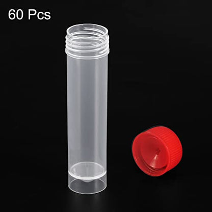 PATIKIL 30mL Plastic Test Tubes Frozen Test Tube Vial Container 60Pcs