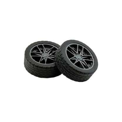 10PCS Toy Wheel Model Car Wheel with 5PCS Round Rod Shaft Axles for DIY Model Toy RC Car Truck Robot Building Project (2x30mm) - style: 2x30mm