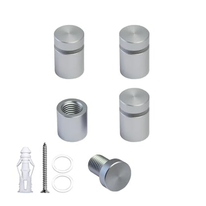 Pack of 4, Aluminum Standoff Screws, Wall Sign Standoff Mounting Hardware Advertising Glass Standoff Nail for Hanging Acrylic Picture Frame (Satin Chrome, 1/2" x 1/2") - color: Satin Chrome, size: 1/2" x 1/2"