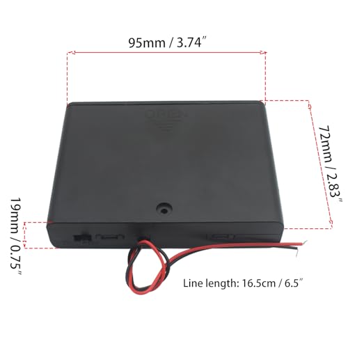 2 Pcs 6 Slots AA Battery Holder with Leads Plastic Battery Case Holder 2 X 1.5V AA Battery Box with Switch and Cover - color: Black, size: 6 Slot
