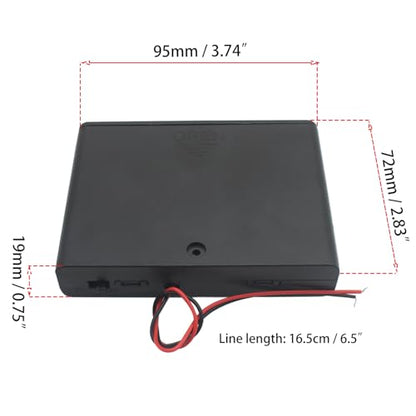2 Pcs 6 Slots AA Battery Holder with Leads Plastic Battery Case Holder 2 X 1.5V AA Battery Box with Switch and Cover - color: Black, size: 6 Slot