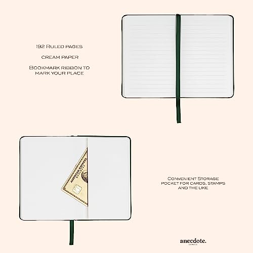Anecdote Journal, Small Notebook (5.5"x3.5" Pocket Size) 192 Lined Pages - color: Evergreen, size: 5.5" x 3.5"