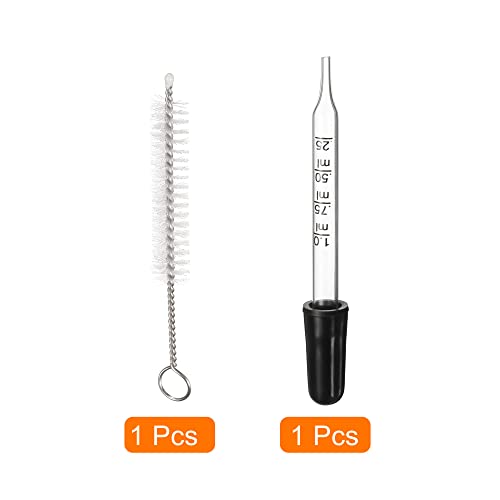 Eye Dropper Kit, 1 Set 1ml Glass Straight Tip Graduated Ear Dropper with Rubber Bulb Cleaning Brush for Transfer Liquids for Dose and Measurement, Clear