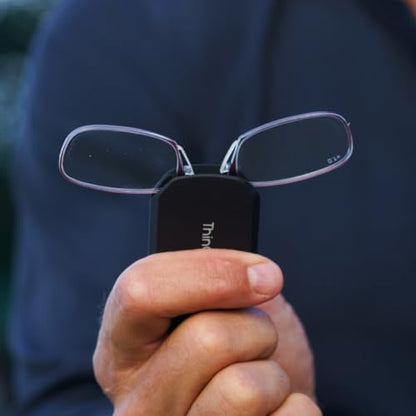 Always With You by ThinOptics Classic Keychain Reading Glasses - color: Silver Case / Red Frames