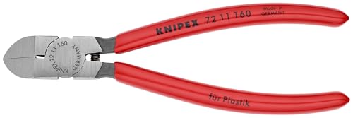 KNIPEX Tools - Diagonal Flush Cutter for Plastics, 45 Degree Angle (7211160), Red
