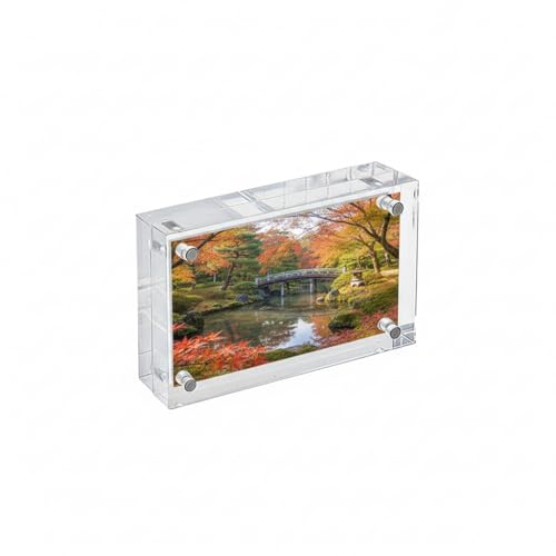 Azar Displays 104438 Clear Acrylic Magnetic Photo Frame Block 4.5x3 - size: 4.5in x 3in Vertical/Horizontal