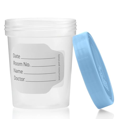Vakly Sterile Specimen Cups 4 oz, Urine Collection Cups 100 Pack