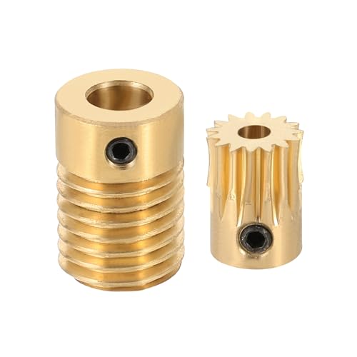 uxcell Worm Gear Set 15T 0.5 Module 15:1 Reduction Rate, Right Rotation Drive Gear Box Wheel Reduce Transmission Part (Brass Gear-3mm Bore, Brass Rod 6mm Bore) - size: Gear-3mm, Rod-6mm Bore, style: 0.5M-15T