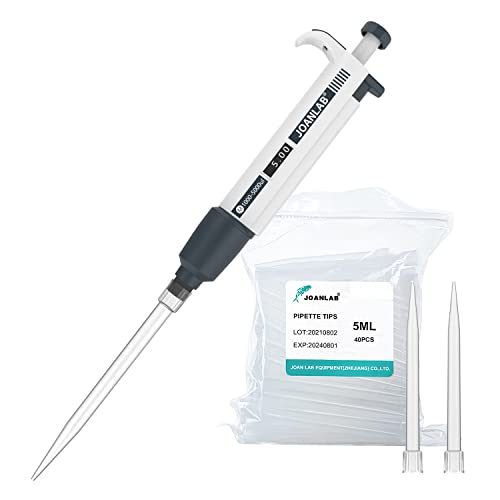 JOANLAB Micropipette 1000-5000ul Manual Adjustable Single Channel Pipettes High Accurate Lab Pipettors with Pipette Tips - color: 1000-5000ul