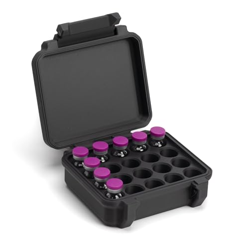 Peptide Case, 20 Slots for 3ml Vials, Rugged Snap-Lock Hard Shell