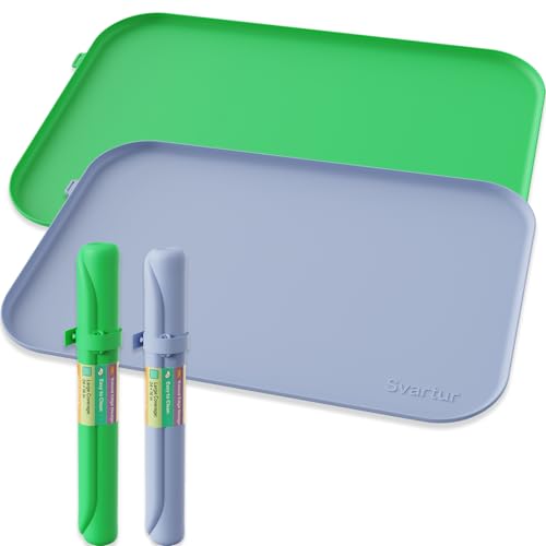 Silicone Mat for Craft 24" x 16" with Raised Edge, Roll-Up Design with Storage Strap, Multi-Purpose Desk & Table Protector Silicone Art Mat for Crafts, Painting & DIY, Green & Gray - color: Green & Gray