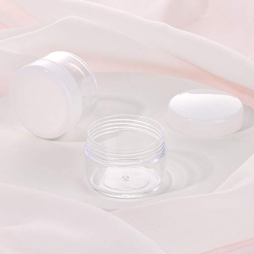 100 Count Empty Makeup Jars 15g Cosmetic Containers with Lids Leak Proof Sample Containers Refillable Plastic Containers - White - color: White, size: 15g (100 Count)