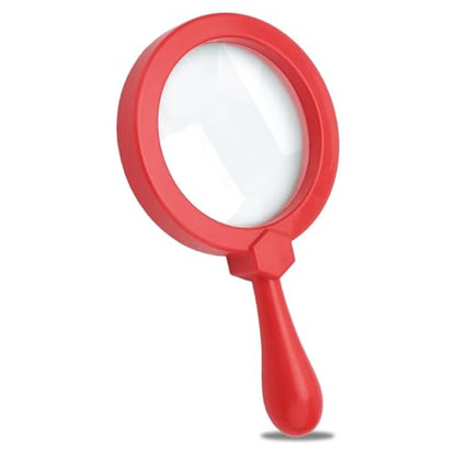 Rongon 5X Kids Magnifying Glass Handheld Jumbo Magnifiers with Stand (Red) - color: Red