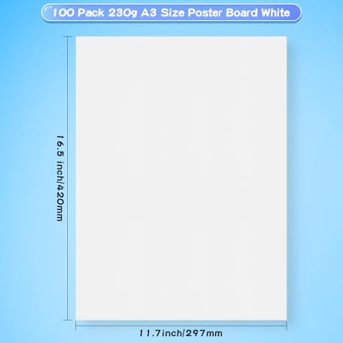 VinTS 100Pcs White Poster Board, 11.7" x 16.5" White Poster Paper 230GSM - color: White, size: 100 Pack 11.7x16.5