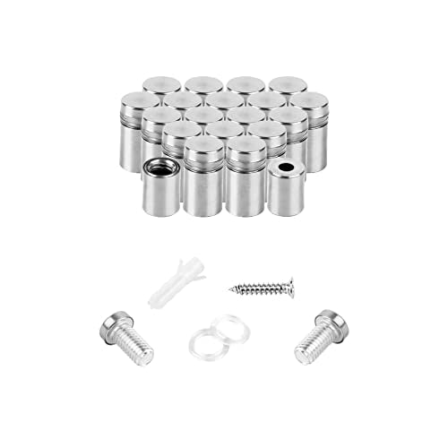 Standoff Screws for Acrylic 1/2 x 3/4 inch Stainless Steel Wall Sign Silver Standoff Mounting Hardware 20 Pack - size: 1/2 x 3/4