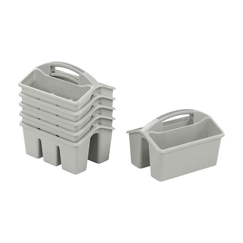 ECR4Kids 4-Compartment Small Storage Caddy Organizer, 6-Pack, Grey - color: Grey