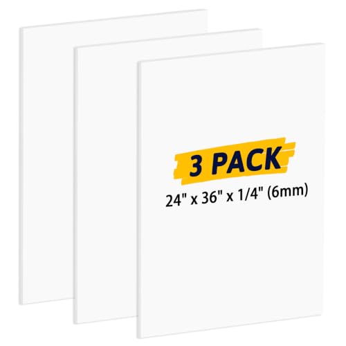 AKONEGE 3 Pack White Foam Board 24" x 36" x 0.23" (6mm) for Art Craft - color: White, size: 3PCS