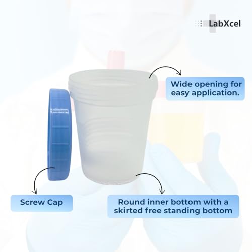 Polypropylene Clear Specimen Containers with Cap – Sample Collection Jar for Testing, Leak Resistant Screw Cap, 100ml-120ml, Non Sterile – 4.5oz Bulk Pack, 10 Count