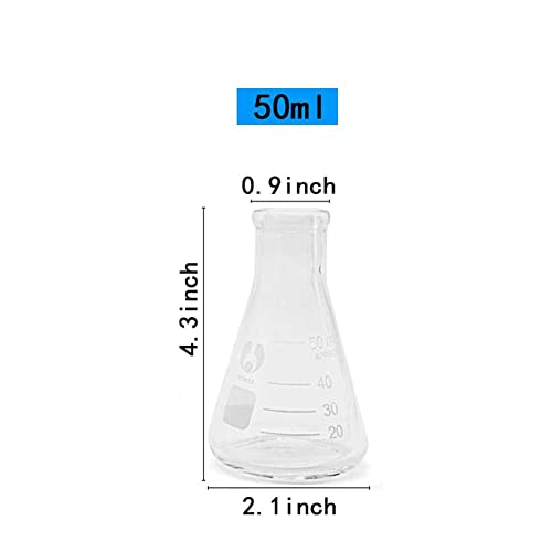 50ml Narrow Mouth Graduated Erlenmeyer Flasks 4 Pack - size: Flask50ml 4pcs