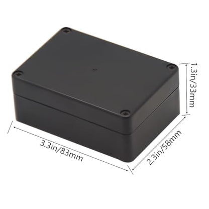 Junction Box, Zulkit Project Box IP65 Waterproof Outdoor Box ABS Plastic Electrical Boxes Electronic Enclosure Black 3.27 x 2.28 x 1.30 Inch(83x58x33mm)(Pack of 2) - size: 3.27" x 2.28'' x 1.30''(Pack of 2)