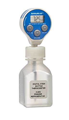 ISO 17025 Reference Freezer Precision Digital Stem Thermometers - Bottle. Waterproof IP68 Range: -58°F to 626°F and -50°C to 330°C Resolutions: 0.1°C/°F Accuracy: +/-0.8°F /0.4°C from -10/100°C with I