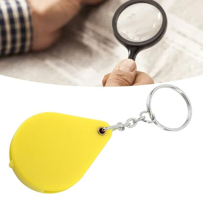 Pocket Magnifier Keychain 10X 32mm Folding Lens Yellow - color: Yellow