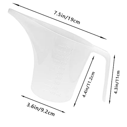 4 Pack Plastic Funnel Pitcher,Measuring Cup with Long Spout,Large Capacity Easy Pour Cup,Perfect for Bakeware Mold,Oils,Watering Plants(1000ml) - color: 4 Pack Plastic Funnel Pitcher