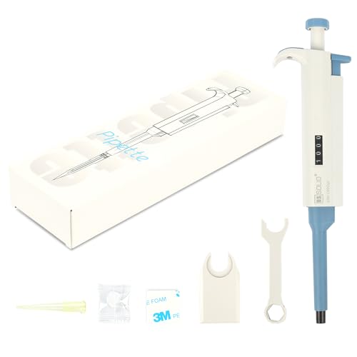 U.S. Solid 0.1-1 mL Single-Channel Adjustable Micropipette, 5 µL Increments, Autoclavable Tip Cone, with Holder and Calibration Certificate, High-Accuracy Lab Pipettor - size: 0.1-1 ml