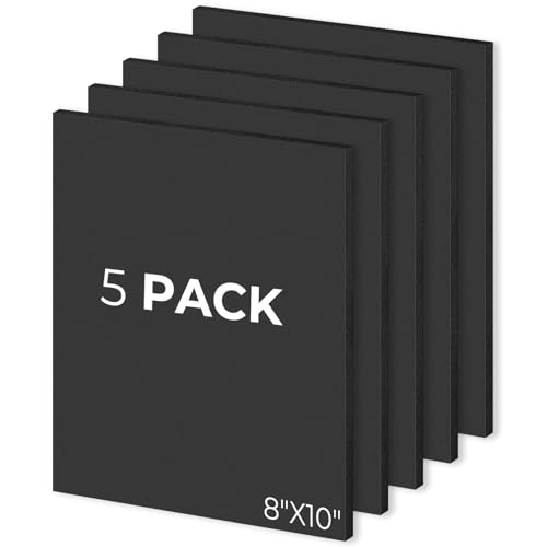 Mat Board Center 8x10 Black Foam Boards Pack of 5, 3/16" Thick - color: Black, size: 8x10